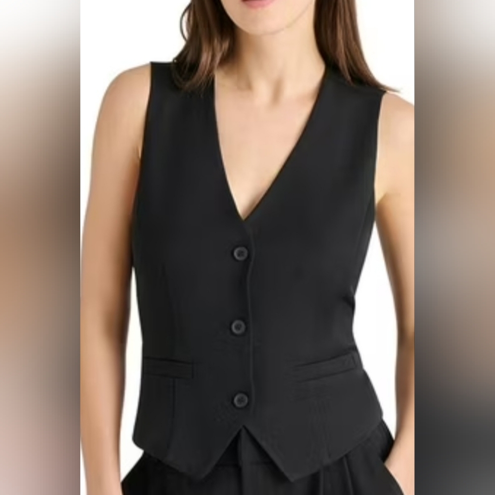 NWT Steve Madden Black Tailored  Button-Front Vest Size Medium